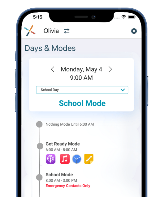 Schedule contacts and app availability